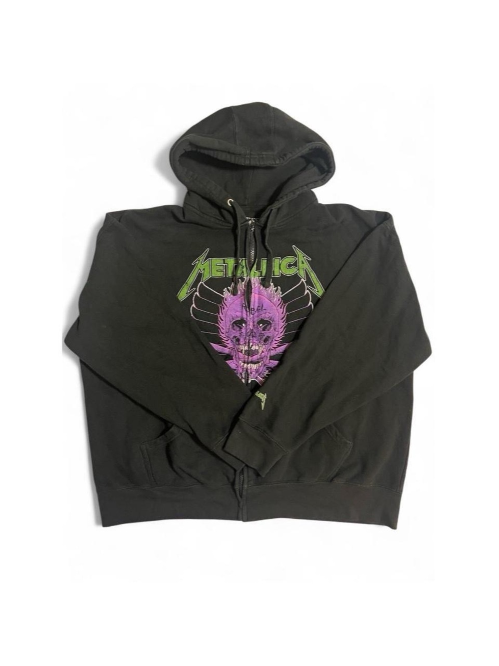 Metallica Skull Zip Hoodie Black Purple Metal